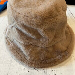 Elegant Tan Faux Fur Bucket Hat